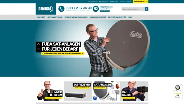 Website Screenshot: DIMAXA GmbH Onlineshop für Satellitenanlagen - DIMAXA.de | Receiver, Satellitenschüsseln & Fuba Sat-Anlagen - Date: 2023-06-16 10:11:49