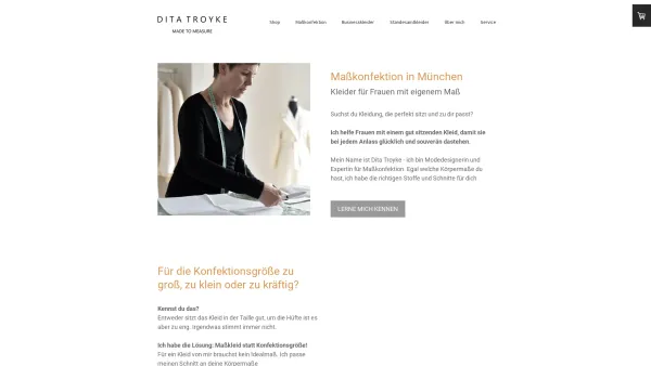 Website Screenshot: Dita Troyke - Maßkonfektion in München - Kleider für Frauen mit eigenem Maß - Kleider nach Maß in München - Kleider für Frauen mit eigenem Maß - Date: 2023-06-20 10:41:56