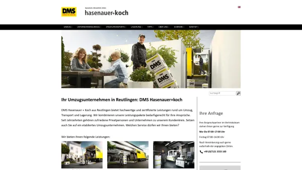 Website Screenshot: DMS Hasenauer GmbH + Co. Umzüge, Lagerung, Logistik -  Der kluge Umzug ist gelb - Umzugsunternehmen Reutlingen : HASENAUER + KOCH - Date: 2023-06-16 10:11:49