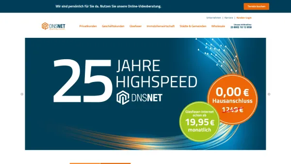 Website Screenshot: DNSNET Internet Service GmbH - Privatkunden | DNS:NET Internet Service GmbH - Date: 2023-06-20 10:41:56