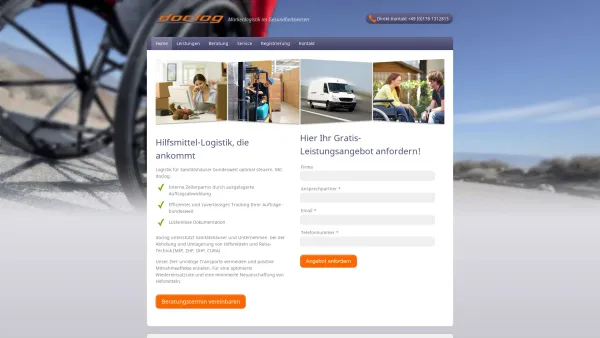 Website Screenshot: doclog health care logistik GmbH - Hilfsmittel-Logistik, die ankommt - doclog health care logistic GmbH - Date: 2023-06-16 10:11:52
