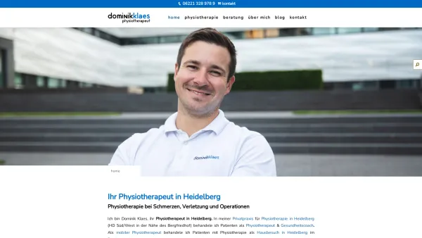 Website Screenshot: Physiotherapie Dominik Klaes - Physiotherapeut & Krankengymnast Heidelberg - - Date: 2023-06-20 10:41:56