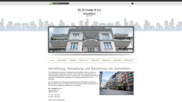 Website Screenshot: Dr. O. Campe & Co e.K. - Vermittlung, Verwaltung und Bewertung von Immobilien - Dr. O. Campe & Co e.K. - Date: 2023-06-16 10:11:52