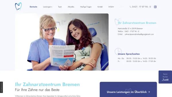 Website Screenshot: Zahnarztpraxis Dr. d.s. Dr. med. dent. Rabih Nahas, MSc - Zahnarztpraxis in Bremen | Ihr Zahnarztzentrum - Date: 2023-06-16 10:11:52