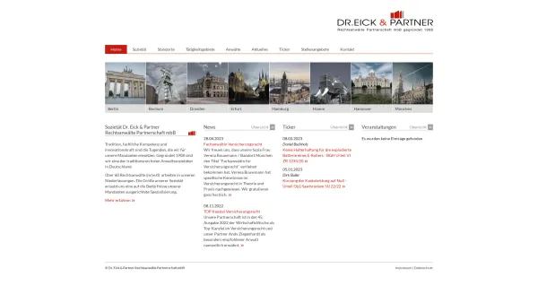 Website Screenshot: Dr. Eick & Partner -  Sozietät bürgerlichen Rechts gegründet 1908 von Dr. August Eick - Dr. Eick & Partner | Startseite - Date: 2023-06-16 10:11:52