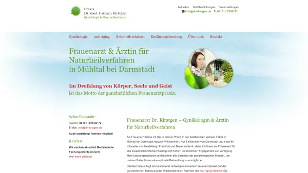 Website Screenshot: Praxis Dr. med. Carmen Kirstgen - Frauenarzt Darmstadt & Mühltal » Gynäkologin Dr. Carmen Kirstgen - Date: 2023-06-20 10:41:56