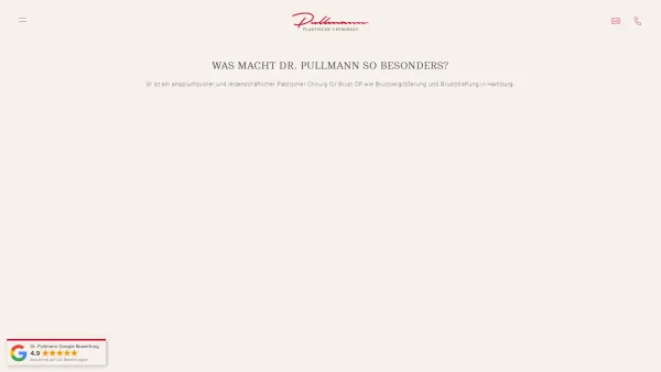 Website Screenshot: Plastische Chirurgie Köln Hamburg Dr. Pullmann - Brustvergrößerung » Dr. Pullmann » Brust OP Hamburg - Date: 2023-06-16 10:11:52