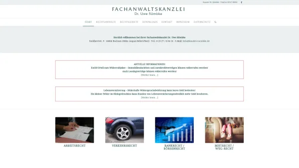 Website Screenshot: Kanzlei Dr. Römbke & Steffens - Fachanwälte Bochum - Dr. Römbke - Rechtsanwälte Bochum ~ Kanzlei Dr. Römbke & Steffens ~ Verkehrsrecht · Arbeitsrecht · Bankrecht · Mietrecht · Internetrecht · Börsenrecht · WEG - Date: 2023-06-16 10:11:52