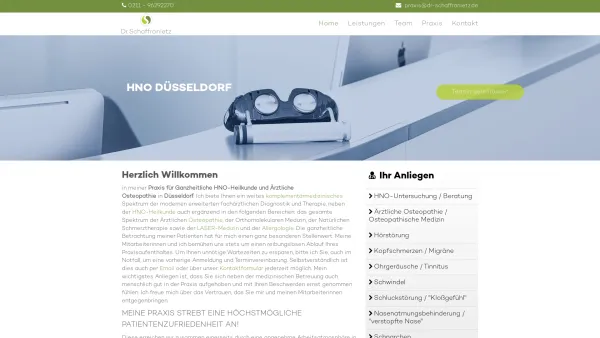 Website Screenshot: Dr. med. Frank Schaffranietz - HNO Düsseldorf - Date: 2023-06-20 10:41:56