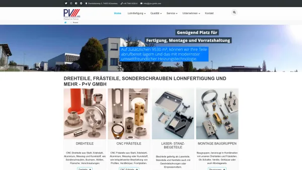 Website Screenshot: P+V GmbH Präzisions und Verbindungstechnik - Drehteile, Frästeile, Sonderschrauben, Zeichnungsteile - Lohnfertigung - Date: 2023-06-16 10:11:52