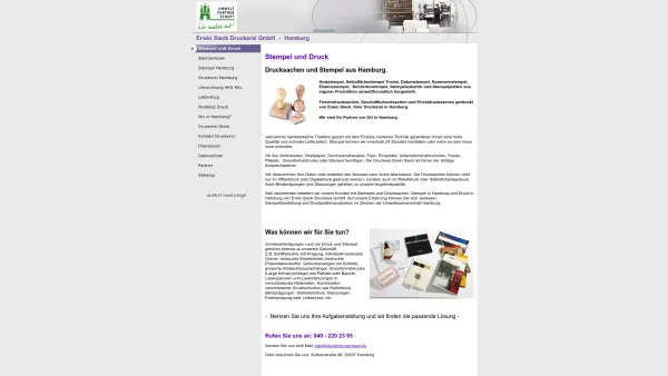 Website Screenshot: Erwin Sieck Druckerei GmbH - Stempel Hamburg und Druckerei Hamburg - Date: 2023-06-16 10:11:55