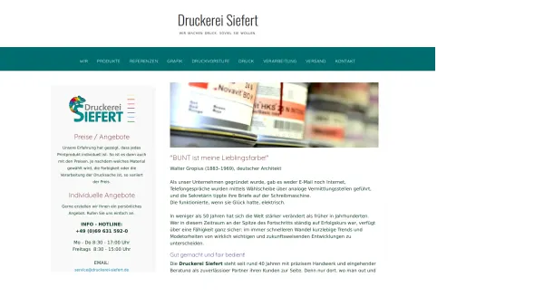 Website Screenshot: Druckerei Siefert GmbH -  Service ·   Qualität · Termintreue · Flexibilität - Wir – Druckerei Siefert - Date: 2023-06-16 10:11:55