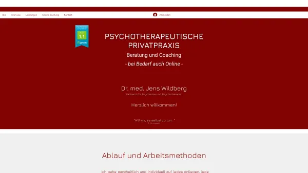 Website Screenshot: Psychotherapeutische Praxis Dr. med. Jens Wildberg - Psychotherapeutische Praxis Dr. med. Wildberg Poppenbüttel Hamburg - Date: 2023-06-16 10:11:55