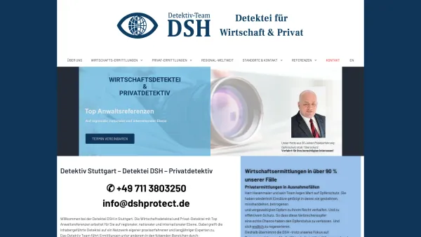 Website Screenshot: Detektei Detektiv-Team DSH - Detektiv Stuttgart – DSH Detektei – Wirtschaftsdetektei - Date: 2023-06-16 10:11:55