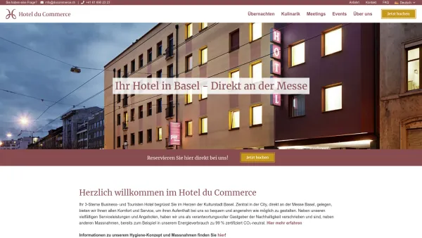 Website Screenshot: Hotel Du Commerce - Hotel in Basel - Hotel du Commerce - direkt an der Messe Basel - Date: 2023-06-16 10:11:55