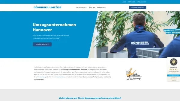 Website Screenshot: Dünnebeil Umzüge GmbH - Umzugsunternehmen Hannover ▷ DÜNNEBEIL Umzüge - Date: 2023-06-20 10:41:56