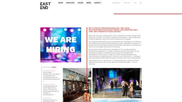 Website Screenshot: east end communications GmbH - Eventagentur Deutschland | EAST END - Date: 2023-06-16 10:11:55