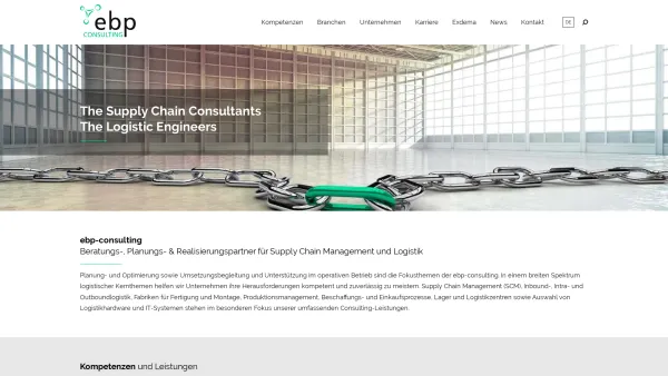 Website Screenshot: ebp-consulting GmbH - Logistikberatung und SCM Beratung | ebp-consulting GmbH - Date: 2023-06-20 10:41:56