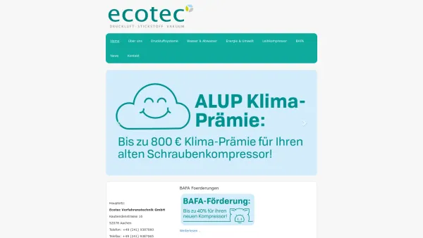 Website Screenshot: EcoTec Ingenieurbüro -  Moderne Technologien ·  Wirtschaftliche Lösungen - Home - Ecotec-Online - Date: 2023-06-16 10:11:55
