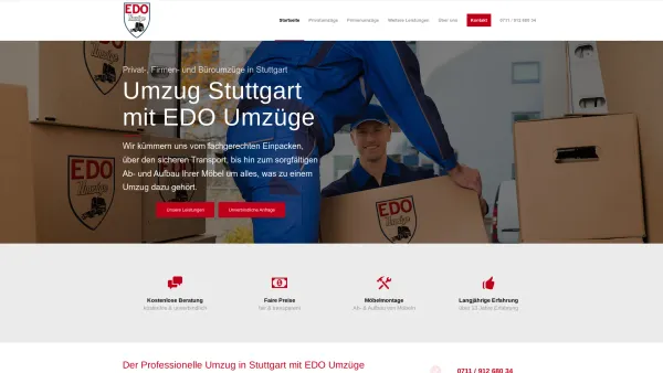 Website Screenshot: EDO Umzug Stuttgart - Umzug Stuttgart mit EDO Umzüge für Privat & Unternehmen - Date: 2023-06-16 10:11:55