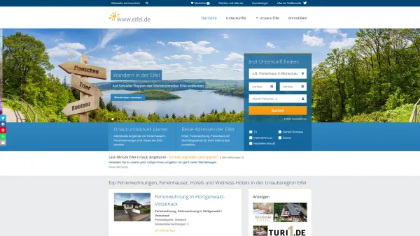 Website Screenshot: eifel.de - Ferienwohnungen, Ferienhäuser, Hotels & mehr - eifel.de - Date: 2023-06-16 10:11:58