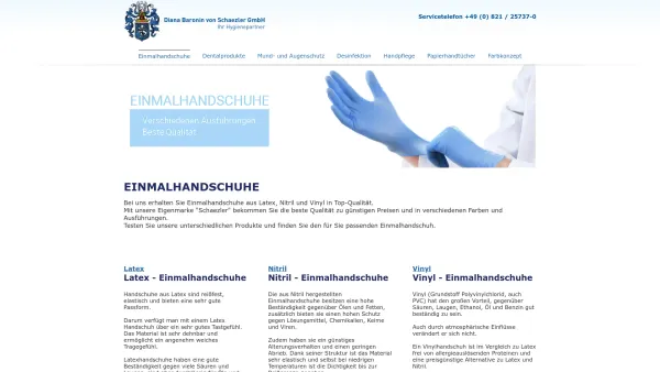 Website Screenshot: Diana Baronin von Schaezler GmbH -  Einmalprodukte für Medizin, Labor, Industrie & Handel - Einmalhandschuhe – Diana Baronin von Schaezler - Date: 2023-06-16 10:11:58
