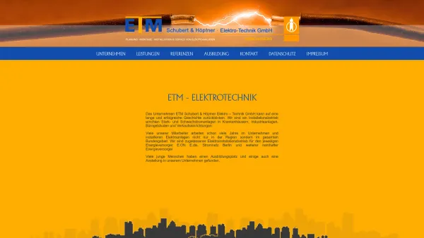 Website Screenshot: ETM Schubert & Höptner Elektro Technik GmbH - Date: 2023-06-16 10:11:58