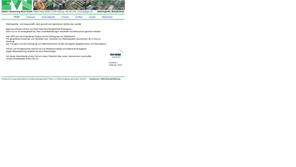 Website Screenshot: Elektro Verwertung Nord GmbH -  EDV-Entsorgung in Norddeutschland - preiswert, günstig, schnell - Elektro Verwertung Nord GmbH - Elektrorecycling, Schrott und Metallhandel - Wilhelm-Weber-Straße 2, 21079 Hamburg - Date: 2023-06-16 10:11:58