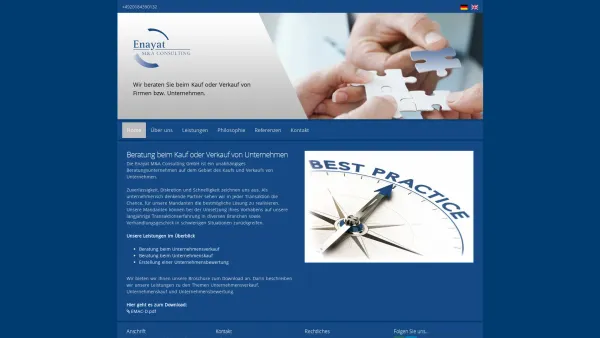 Website Screenshot: Enayat M&A Consulting GmbH - Kauf oder Verkauf von Unternehmen - Enayat M&A Consulting GmbH - Date: 2023-06-16 10:12:01