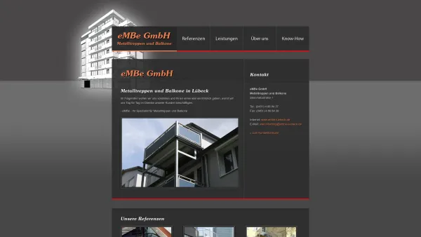 Website Screenshot: eMBe GmbH Metalltreppen und Balkone - Startseite | eMBe GmbH - Metalltreppen und Balkone in Lübeck - Date: 2023-06-16 10:12:01