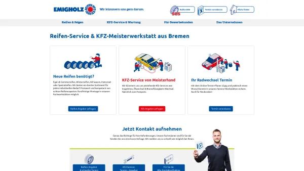 Website Screenshot: Emigholz GmbH - Reifen-Fachhandel & Service + KFZ-Werkstatt | EMIGHOLZ - Date: 2023-06-16 10:12:01