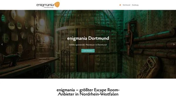 Website Screenshot: enigmania Live Escape Game - enigmania – größter Escape Room-Anbieter im Ruhrgebiet - Date: 2023-06-16 10:12:01