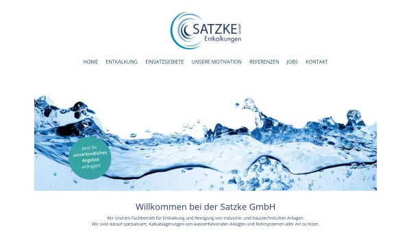Website Screenshot: Satzke GmbH Entkalkungen - Satzke GmbH – Entkalkungen - Date: 2023-06-16 10:12:01