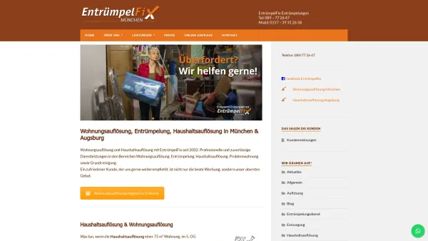 Website Screenshot: EntrümpelFix - Filiale München -  sauber - schnell - rationell - Entrümpelung München EntrümpelFix - Haushaltsauflösung, München - Date: 2023-06-16 10:12:01