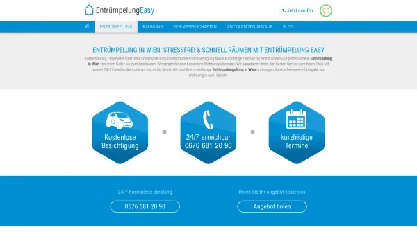 Website Screenshot: Ihre Entrümpelungsfirma in Wien räumt - Entrümpelung Wien | Stressfrei und schnell mit Entrümpelung Easy - Date: 2023-06-20 10:41:57