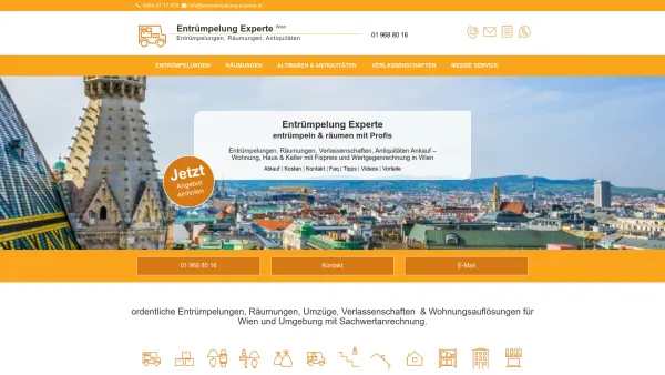 Website Screenshot: Gratis Entrümpelung in Wien - Entrümpelung Wien entrümpeln & räumen - Date: 2023-06-20 10:41:57