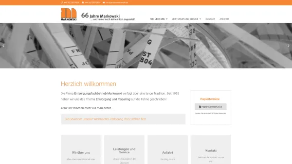 Website Screenshot: Markowski Entsorgungsfachbetrieb Wir kümmern uns um -FAST jeden Dreck! - Entsorgungsfachbetrieb | Containerdienst, Sondermüll ... - Date: 2023-06-16 10:12:01