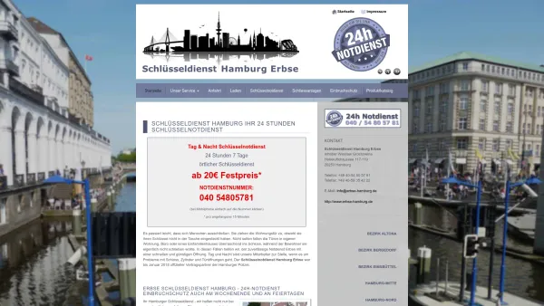 Website Screenshot: Schlüsseldienst Hamburg Erbse - Erbse Schlüsseldienst Hamburg - 24h Notdienst ab 20 € - Date: 2023-06-20 10:41:59