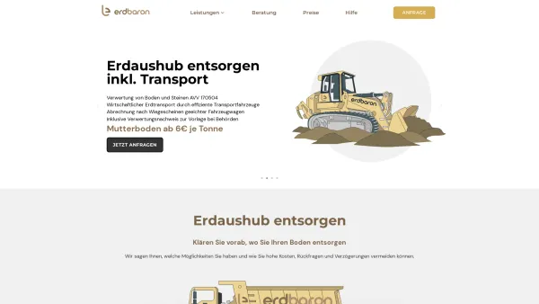 Website Screenshot: Erdbaron - Bodenanalyse, Transport und Entsorgung | Erdbaron ... einfach gut! - Date: 2023-06-16 10:12:02