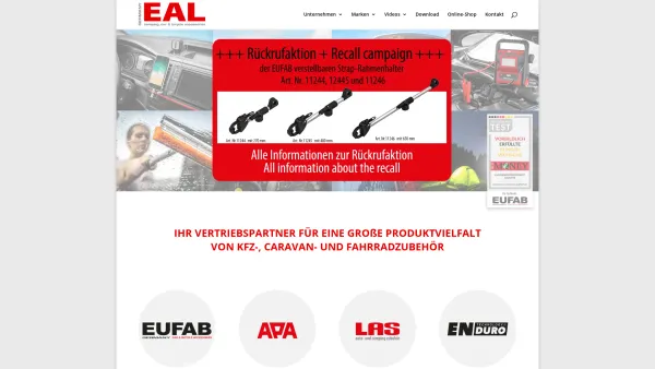 Website Screenshot: Eufab GmbH -  Ihre Freizeit ist unser Hobby! - Vertrieb Kfz-, Caravan-, Anhänger-und, Fahrradträger und Zubehör - Date: 2023-06-16 10:12:05