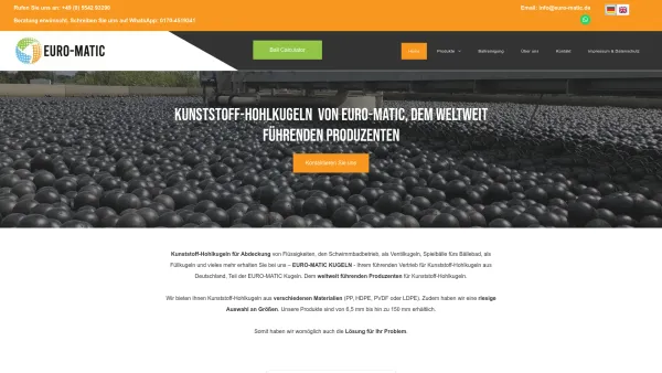 Website Screenshot: EURO-MATIC Kugeln Uwe Steinfeld GmbH - Kunststoff-Hohlkugeln | Spielbälle Bällebad | technische Zwecke - Date: 2023-06-16 10:12:05