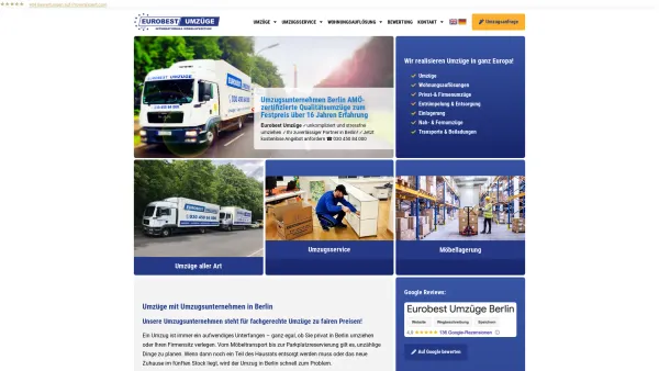 Website Screenshot: Eurobest Umzüge Berlin - Umzüge Berlin Umzugsunternehmen in Berlin Büroumzüge Europaweit - Date: 2023-06-16 10:12:05