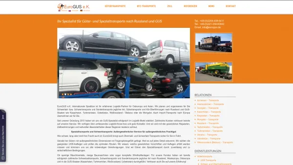 Website Screenshot: EuroGUS e.K. - Güter- und Spezialtransporte nach Russland und GUS Internationale Spedition LKW Transport - Date: 2023-06-16 10:12:05