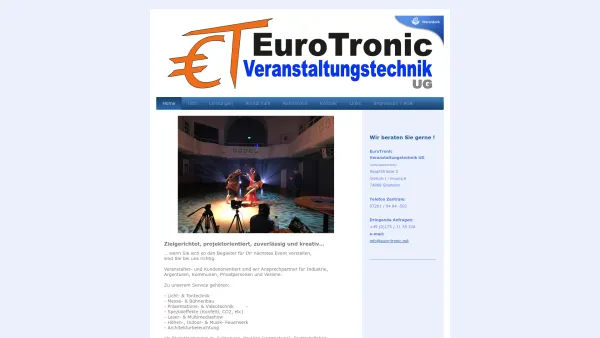 Website Screenshot: EuroTronic Veranstaltungstechnik - EuroTronic Veranstaltungstechnik - Willkommen - Date: 2023-06-16 10:12:05