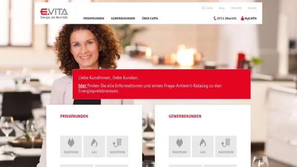 Website Screenshot: E.VITA GmbH - Gewerbestrom, Gewerbegas und Heizstrom - E.VITA Energie - Date: 2023-06-16 10:12:05
