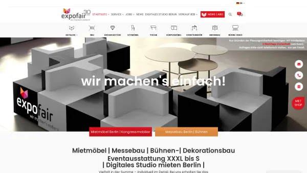 Website Screenshot: expofair GmbH Berlin Mietmöbel und Messeaustattung - Der Eventausstatter Berlin | Mietmöbel und Messebau - expofair GmbH - Date: 2023-06-16 10:12:05