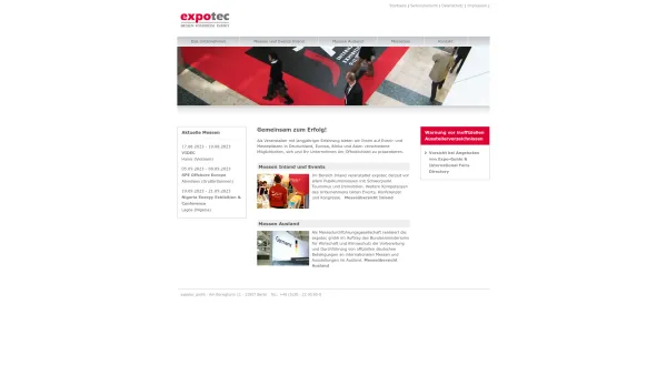 Website Screenshot: expotec GmbH Messen Ausstellungen Kongresse - expotec gmbh - Date: 2023-06-16 10:12:05