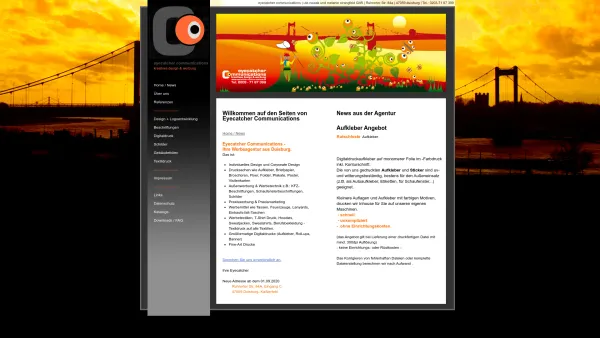 Website Screenshot: eyecatcher communications müller & strangfeld gbr - Eyecatcher Communications - Werbung, Beschriftung und Textildruck in Duisburg - Date: 2023-06-16 10:12:05