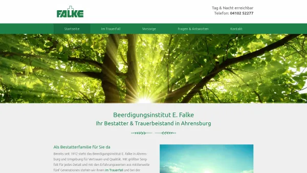 Website Screenshot: E. Falke Beerdigungsinstitut GmbH - Ihr Bestatter – Beerdigungsinstitut E. Falke, Ahrensburg - Beerdigungsinstitut Falke, Ahrensburg - Date: 2023-06-16 10:12:08