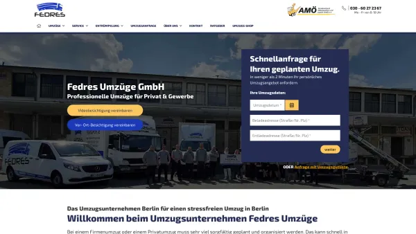 Website Screenshot: Fedres Umzüge GmbH - Umzug Berlin mit Umzugsfirma | Umzugsunternehmen Berlin Fedres - Date: 2023-06-20 10:41:59